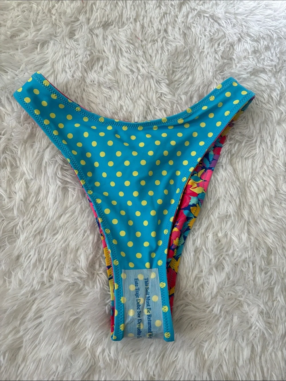 NWT Wild Fable Floral Polka Dot Reversible Ultra High Leg Swim Bottoms XXS